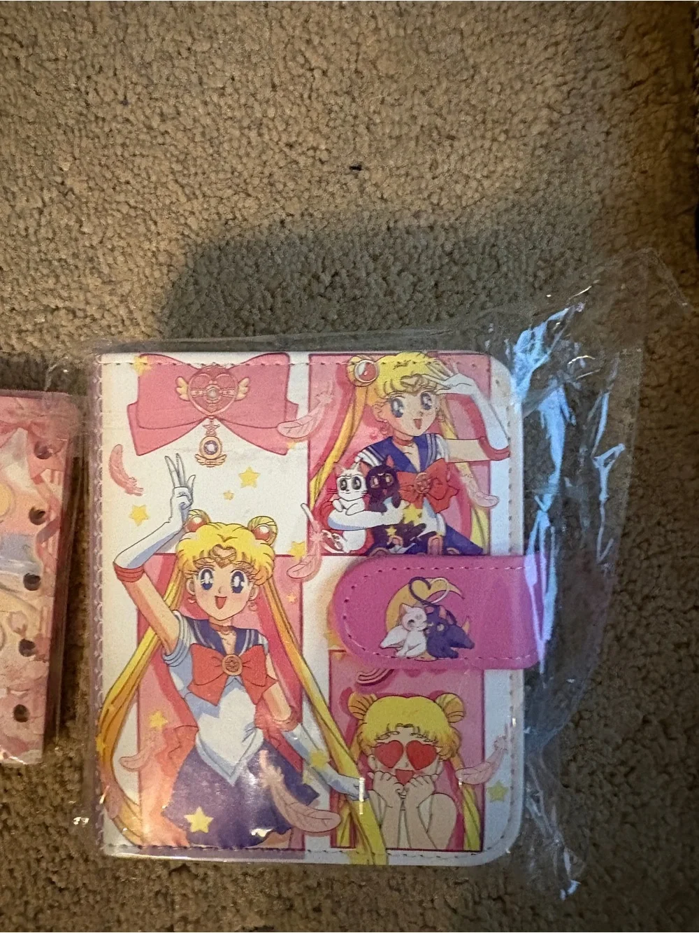 Sailor Moon pink 5x5 inches high plastic binder with paper inserts